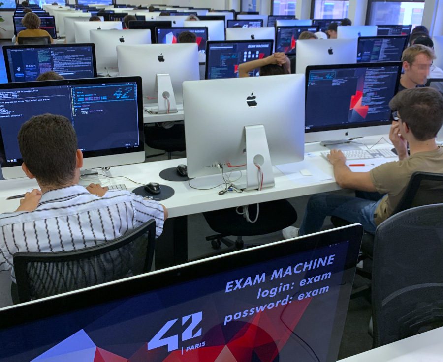 Machine exam during a Piscine at 42 school in Paris.