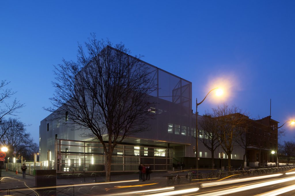 42 school building in Paris at night.