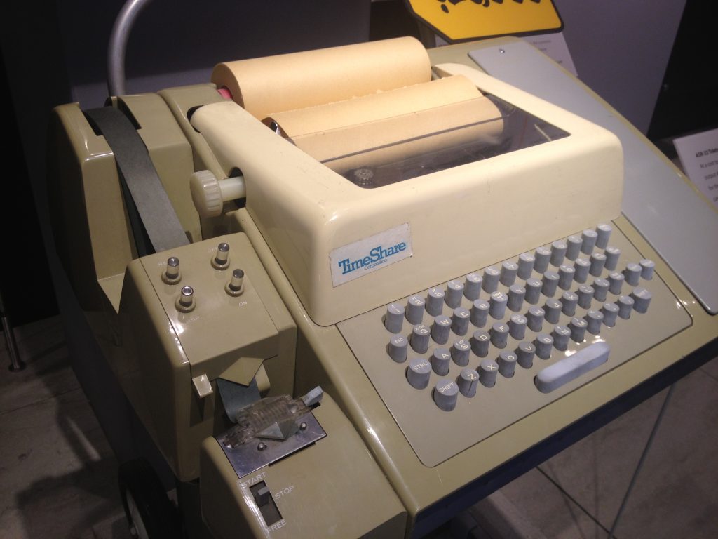 A Teletype Model 33 ASR teleprinter. A Teletype Model 33 ASR teleprinter, with punched tape reader and punch, usable as a computer terminal